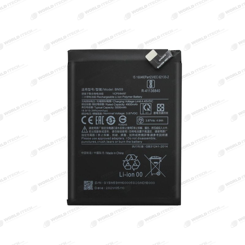 Batterie Compatible Xiaomi BN59 - 5000 MAh, Pour Redmi Note 10 Pro, Note 10, Note 10S, Poco M5S (kit Outil Inclus)